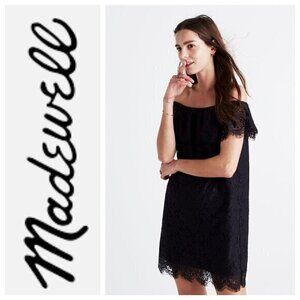 Madewell‎ Dusklace Off The Shoulder Black Dress Style Gorpcore #F9714- Size 2